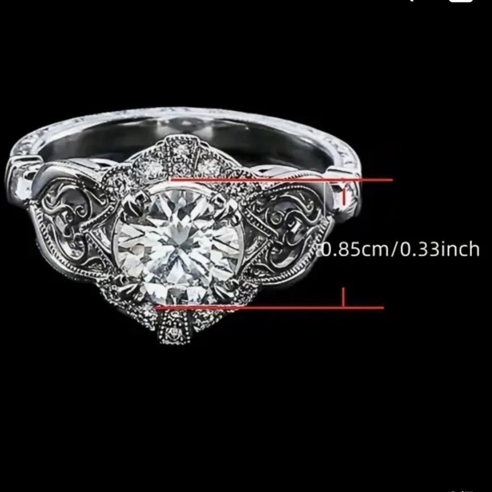 Flawless 3ct Gemstone Ring Synthetic Blue Zirconia Size 8 - Picture 3 of 6